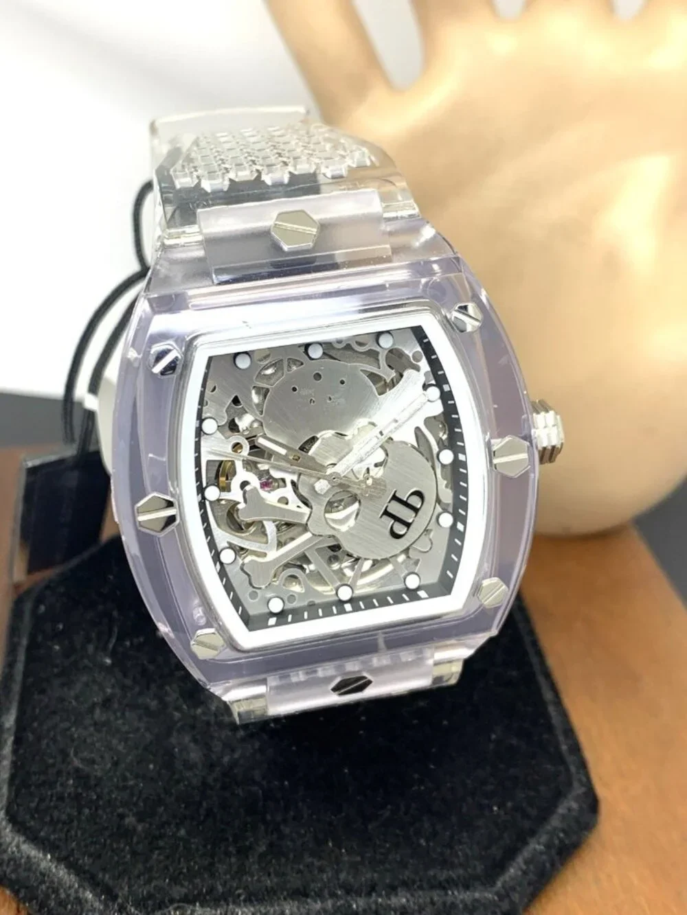 Philipp Plein Men's Watch PWPTA0524 Skull Automatic Clear Rubber Strap 44mm